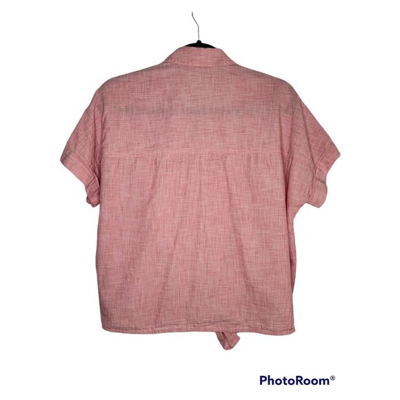 🌼HP🌼Madewell End On End Red Tie Front Button Down Top - Size M - Picture 3 of 7